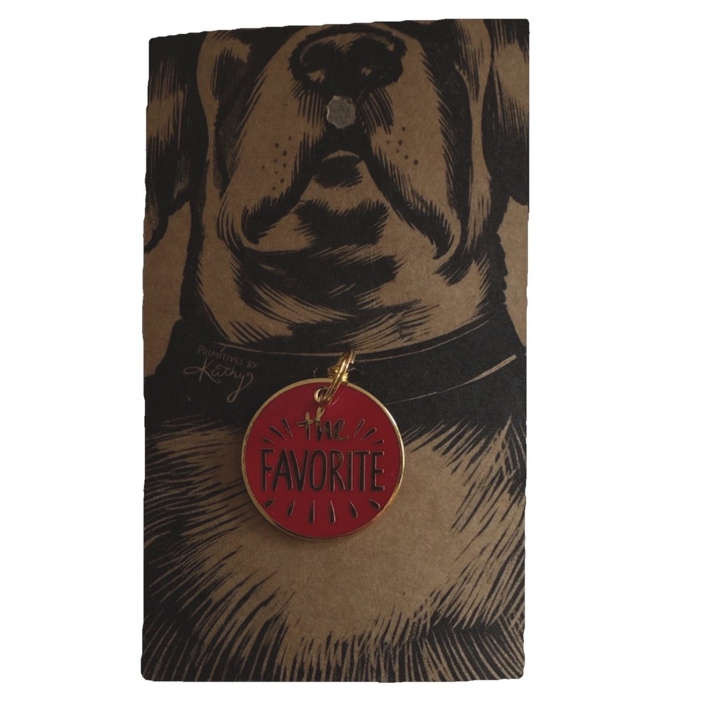 Primitives by Kathy The Favorite Red Metal Enamel Collar Charm Pet Tag 115245